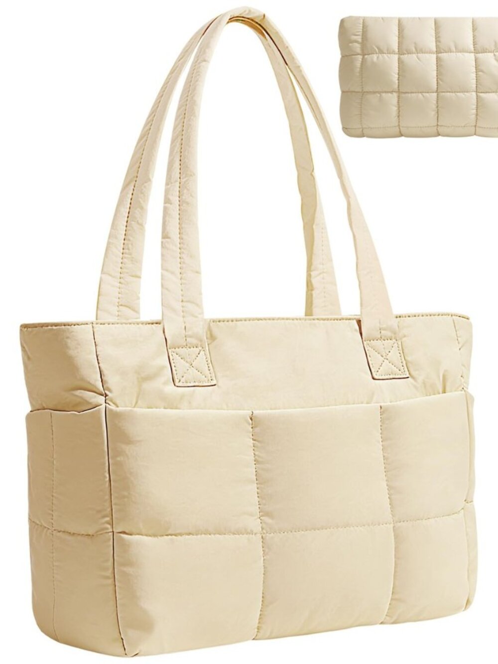 Puffer Tote Bag for Women, Lightweight Quilted Shoulder Bag